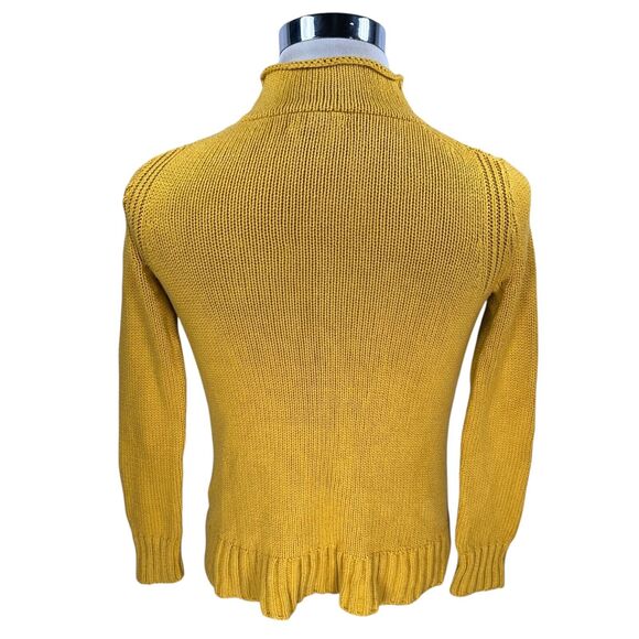 J.Crew Always Oarsman Roll Neck Sweater Womens Small Mustard 100% Cotton Knitted - Picture 4 of 9
